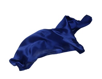 Photo of Beautiful dark blue silk isolated on white