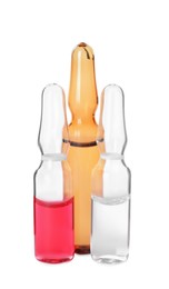 Photo of Different ampoules with pharmaceutical products on white background