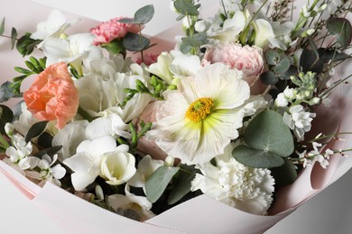 Photo of Closeup view of bouquet with beautiful flowers