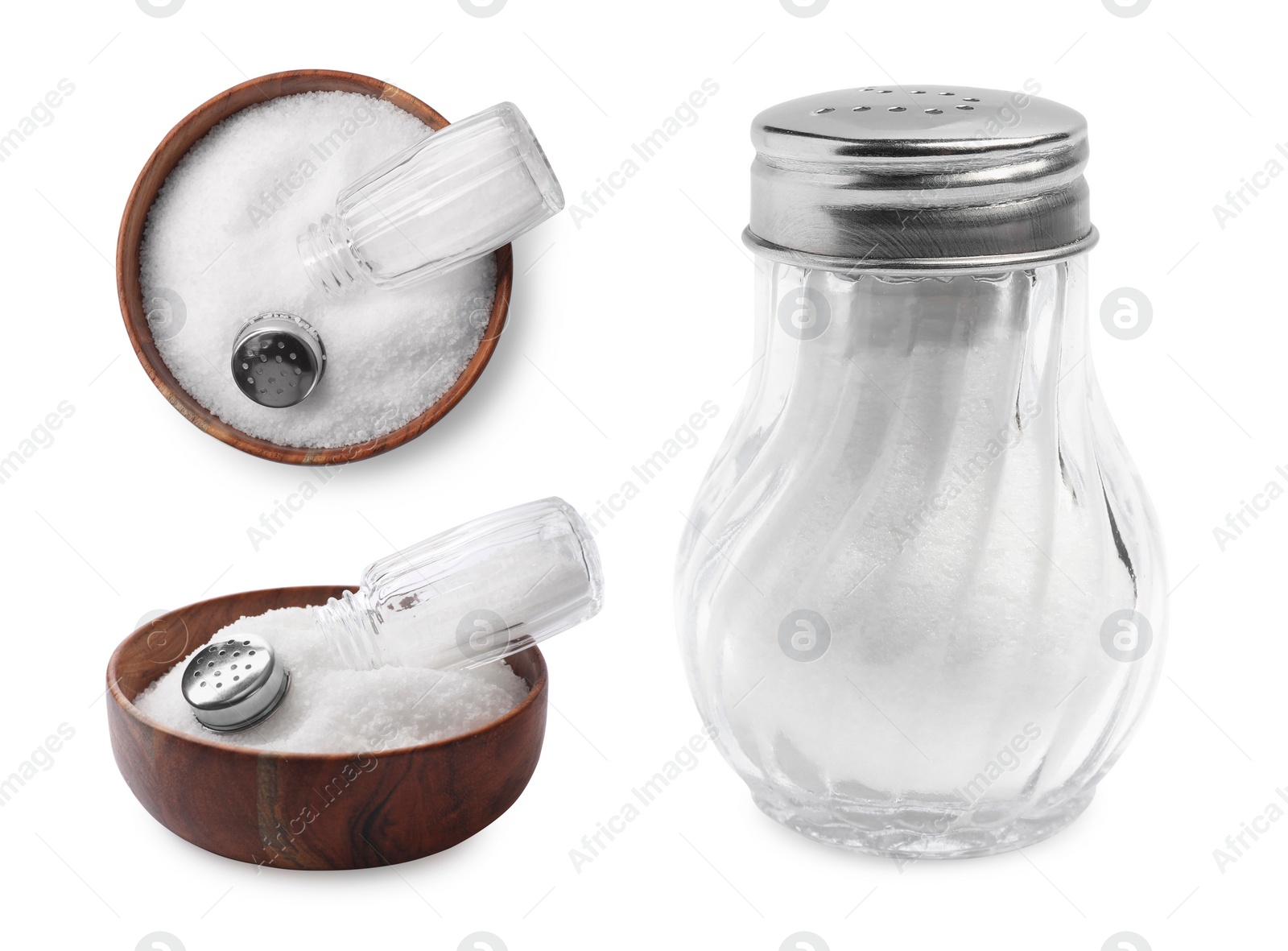 Image of Set of natural salt isolated on white