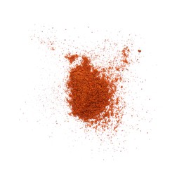 Aromatic paprika powder isolated on white, top view