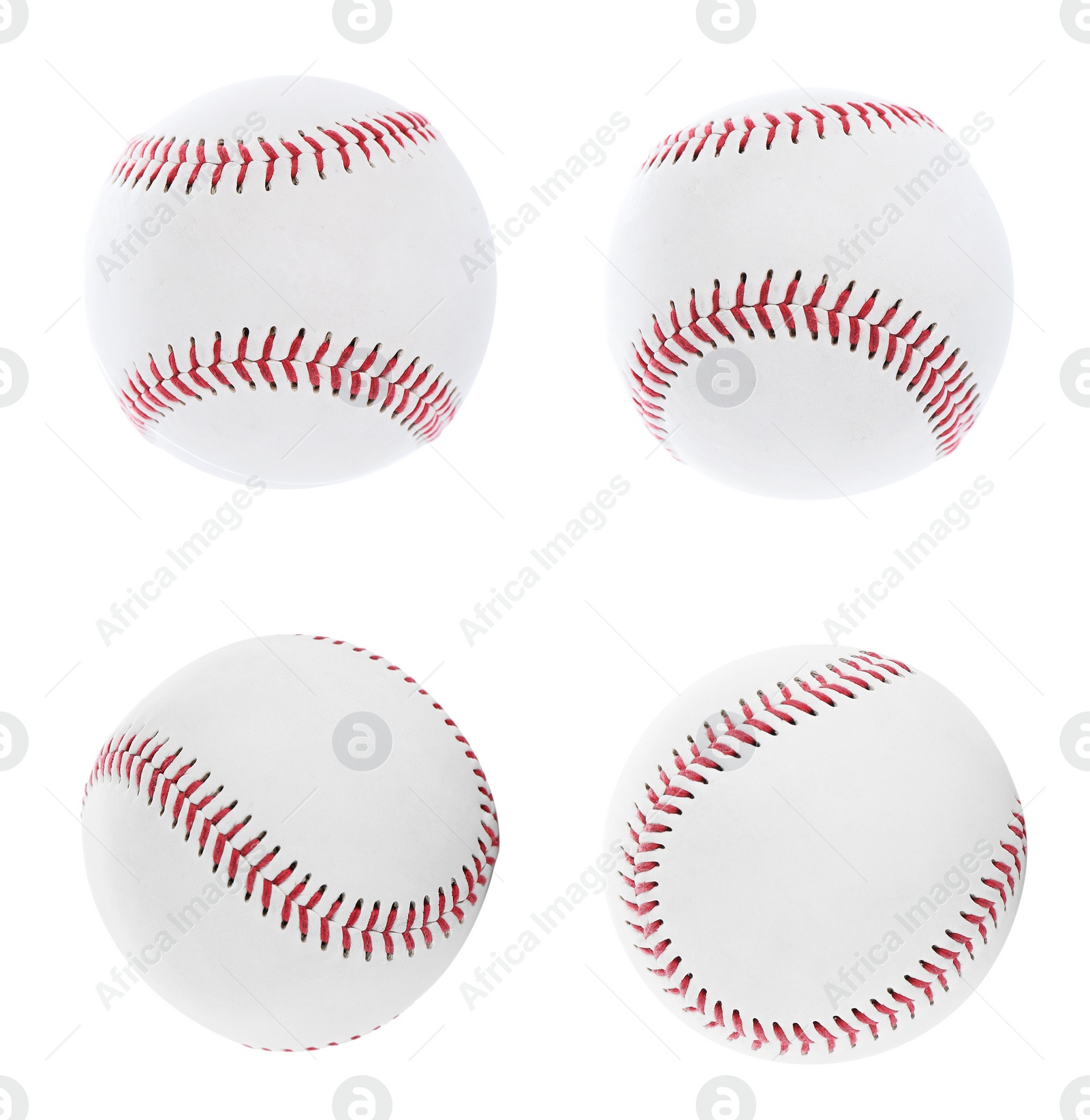 Image of Set with baseball balls on white background