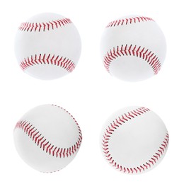 Image of Set with baseball balls on white background