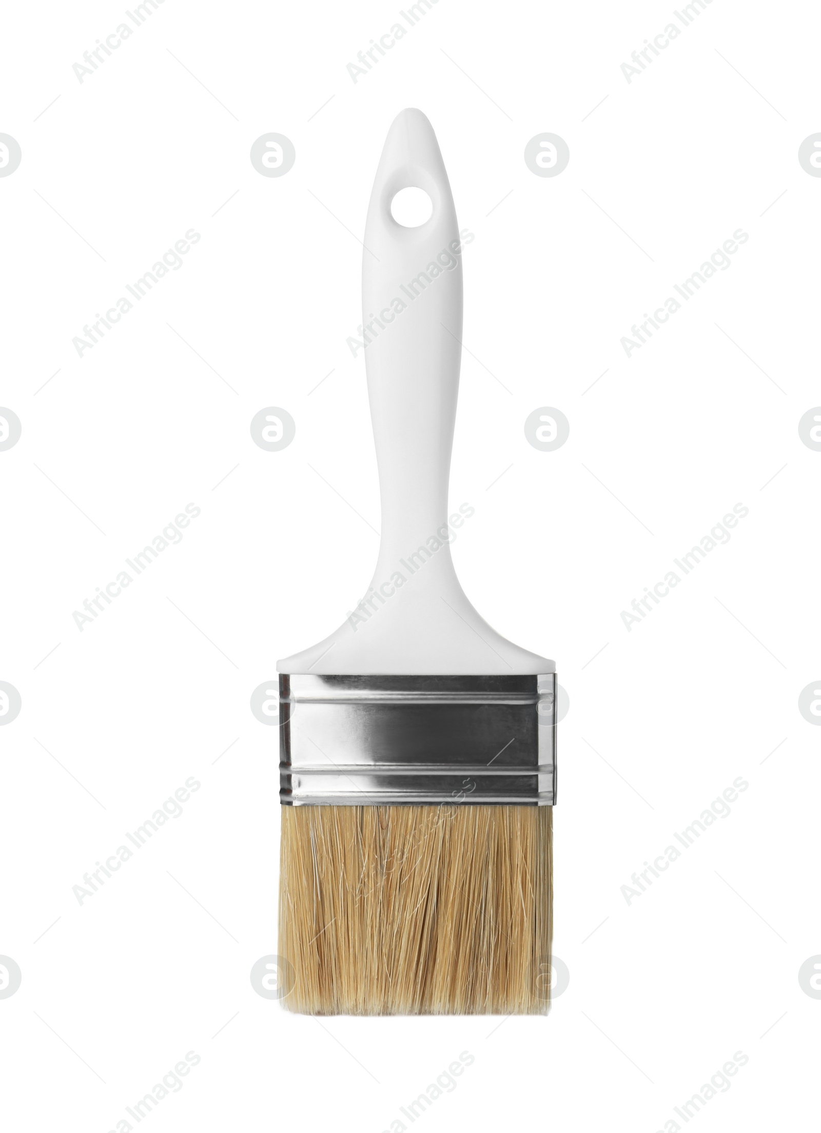 Photo of New paint brush on white background. Decorating tool