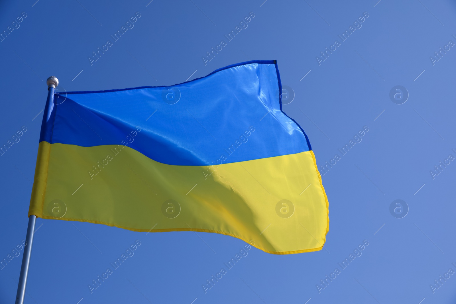 Photo of National flag of Ukraine fluttering on sunny day outdoors