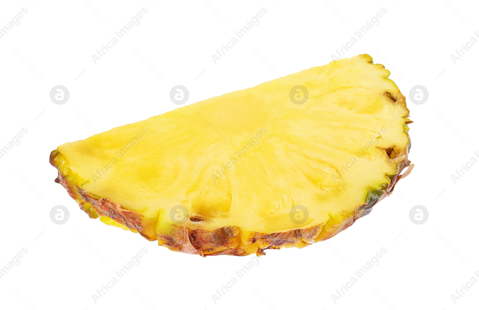 Photo of Slice of tasty ripe pineapple isolated on white