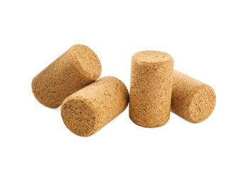 Photo of Wine corks on white background. Bottle cap