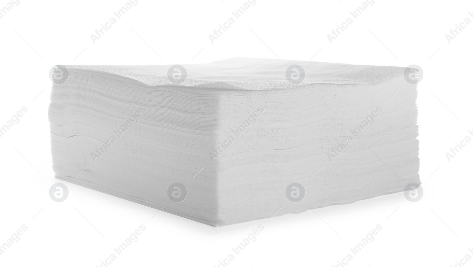 Photo of Stack of clean paper napkins on white background