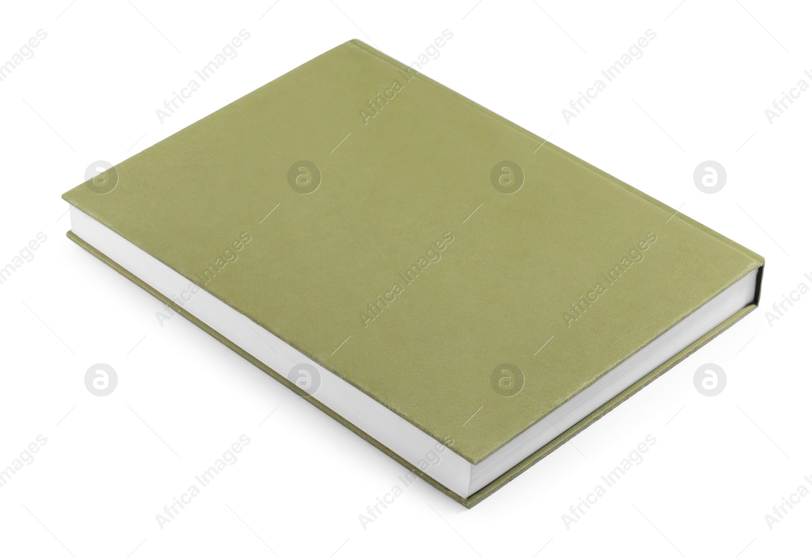 Photo of One closed green hardcover book isolated on white