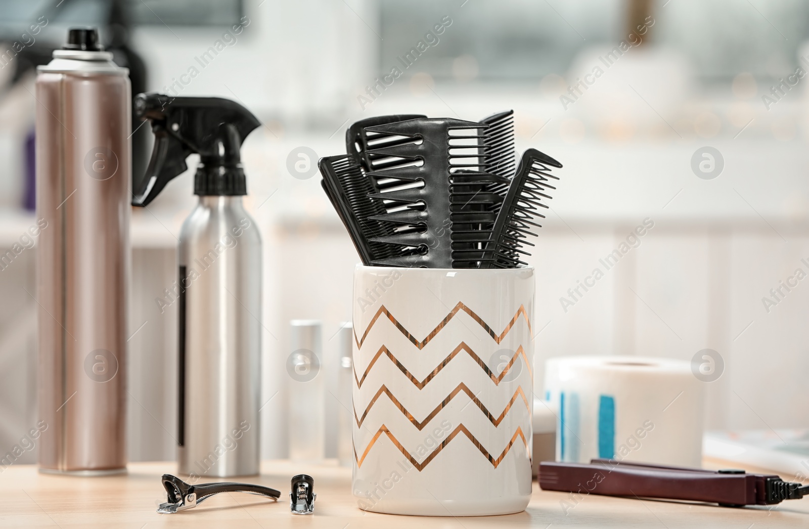 Photo of Professional hairdresser tools on table