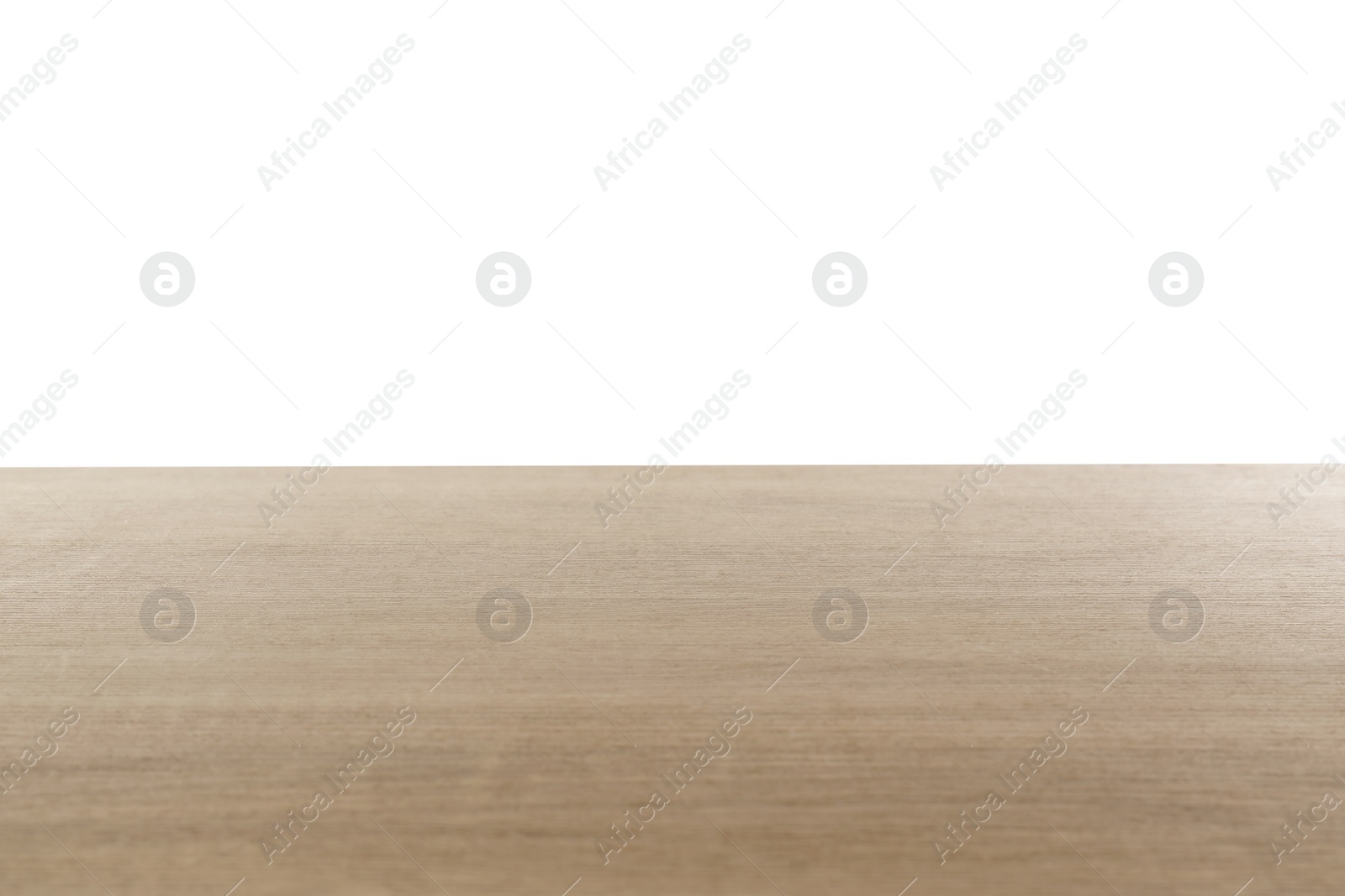 Photo of Stylish wooden table top against white background