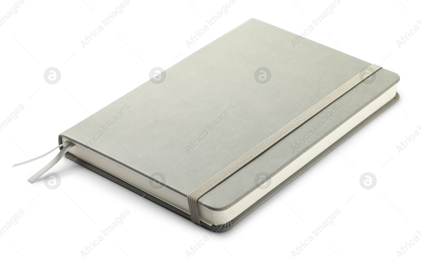 Photo of Closed grey office notebook isolated on white