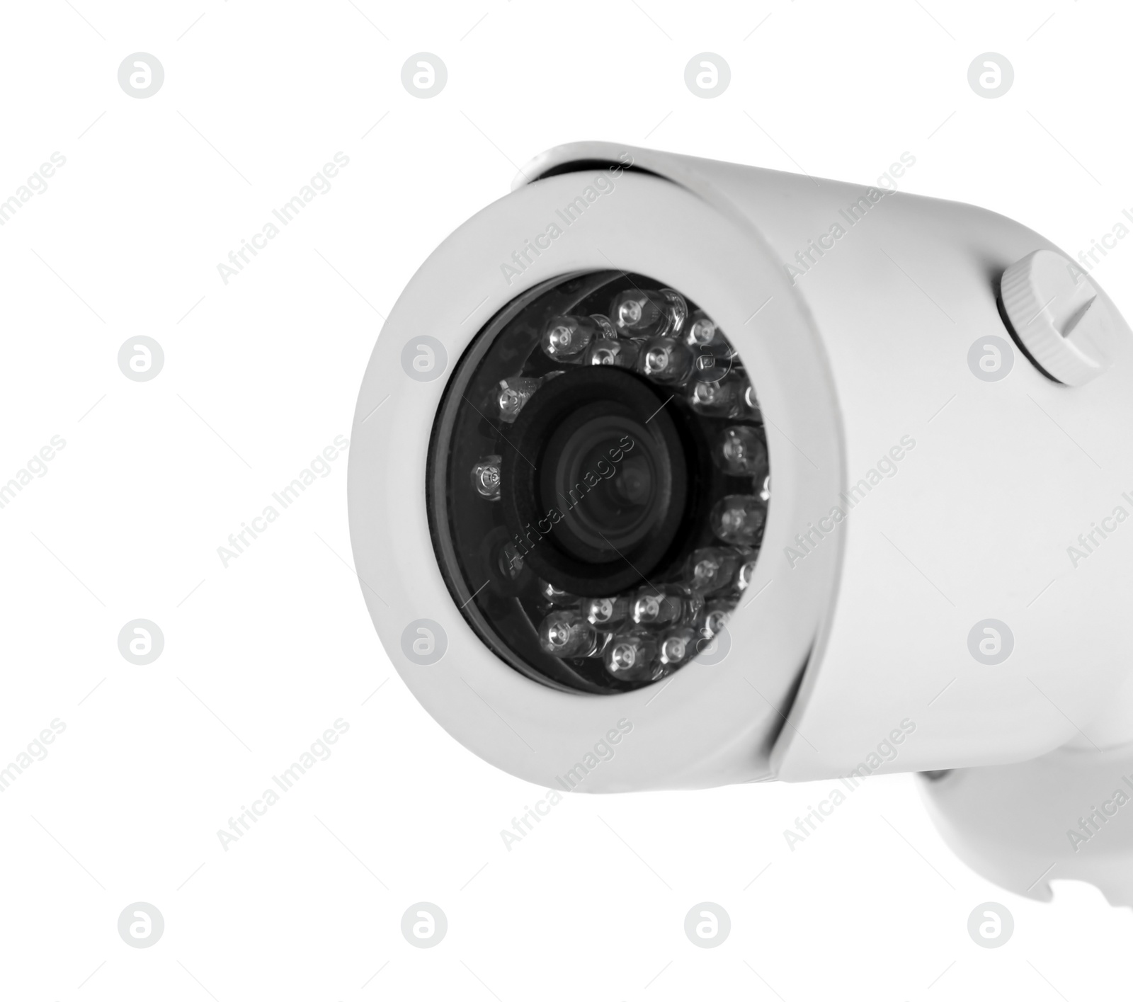 Photo of Modern security CCTV camera on white background