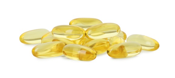 Vitamin capsules isolated on white. Health supplement