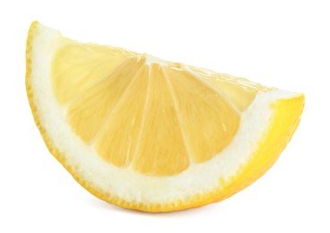 Photo of Slice of fresh lemon isolated on white