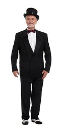 Photo of Handsome senior man in suit on white background