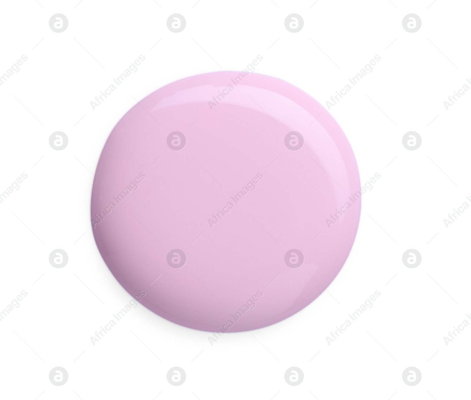 Photo of Sample of pink nail polish isolated on white, top view