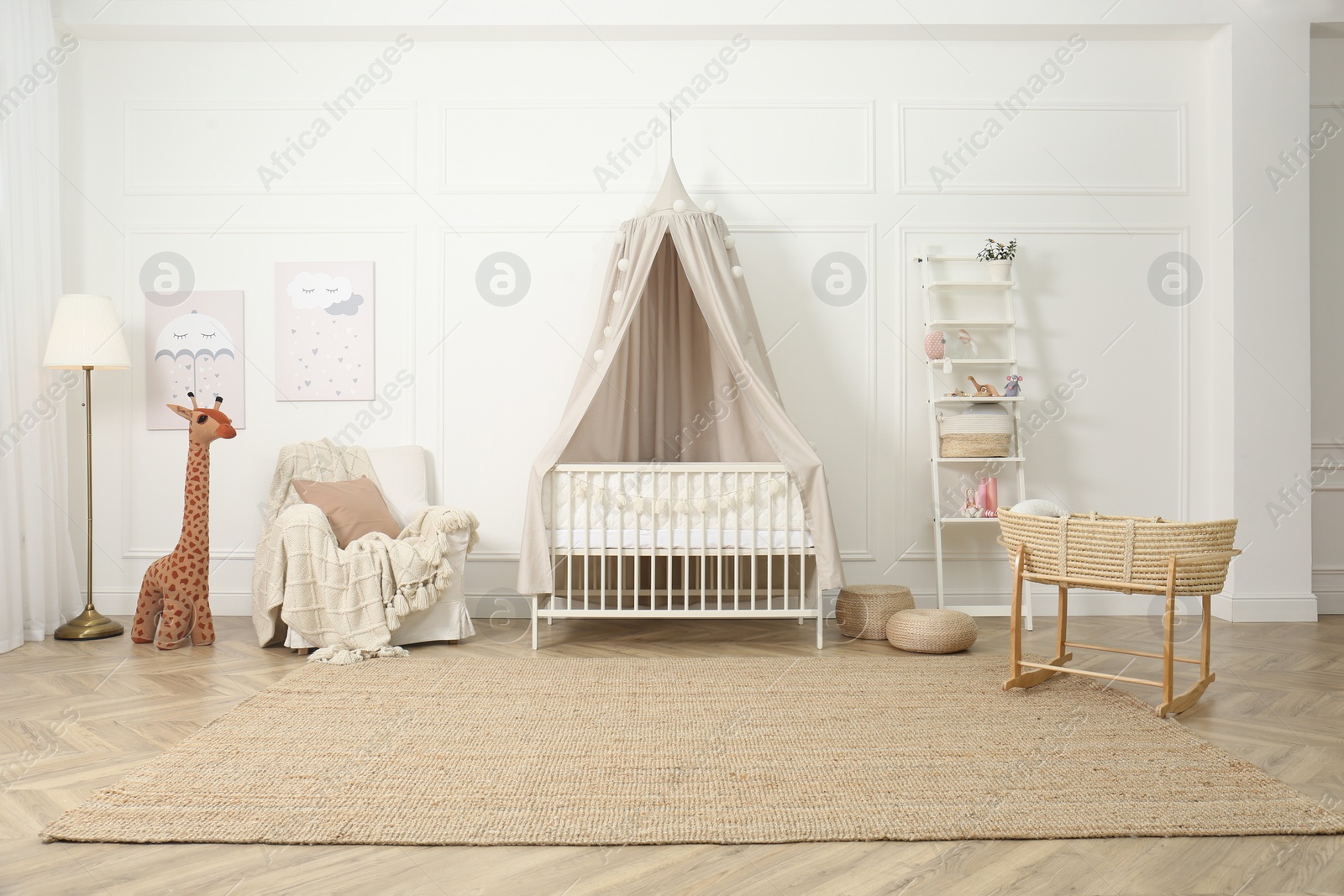 Photo of Baby room interior with toys and stylish furniture