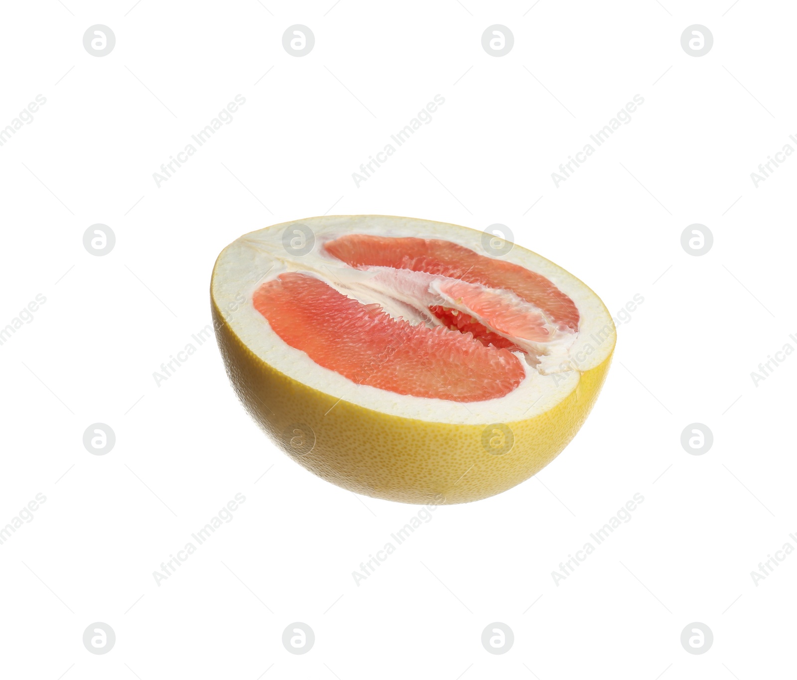 Photo of Half of red pomelo isolated on white