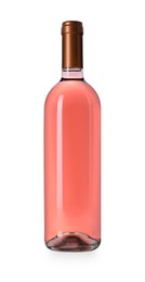 Photo of Bottle of rose wine isolated on white