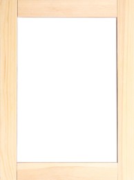 Wooden frame with blank white background. Mockup for design