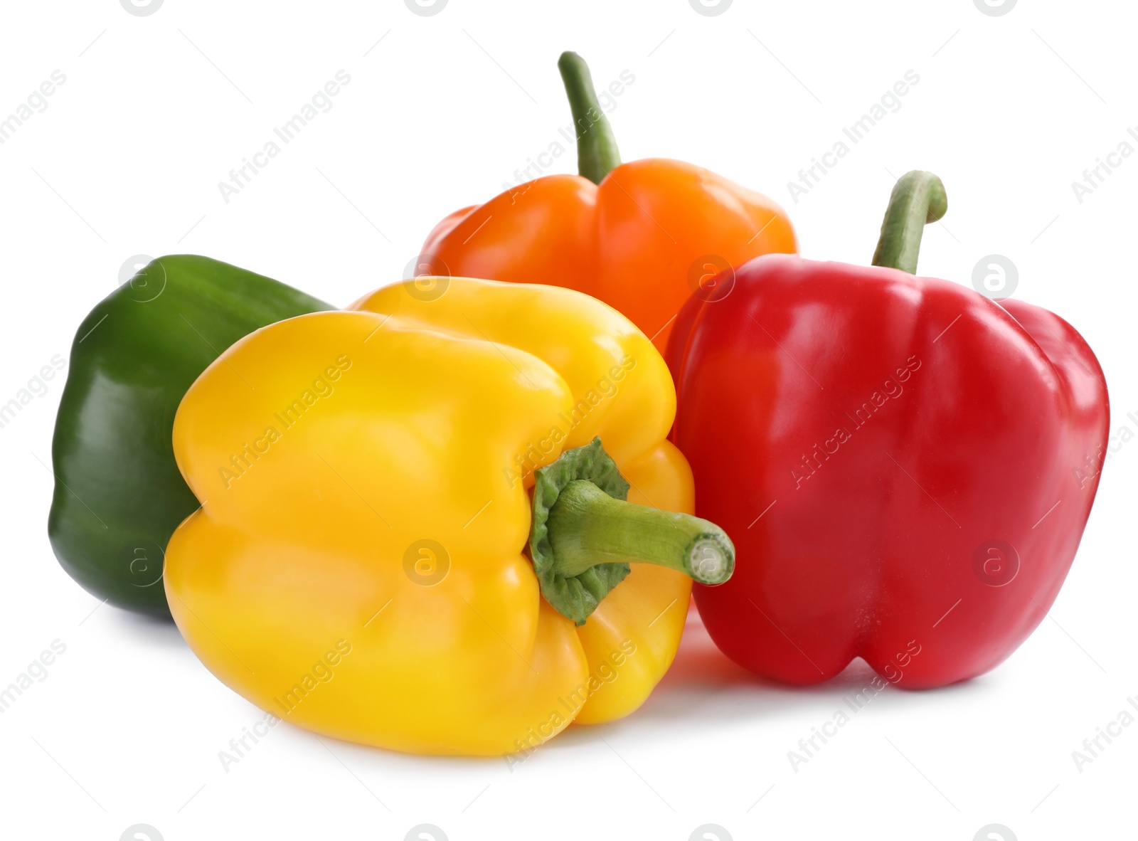 Photo of Fresh ripe bell peppers isolated on white