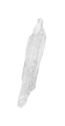 Photo of One translucent menthol crystal on white background