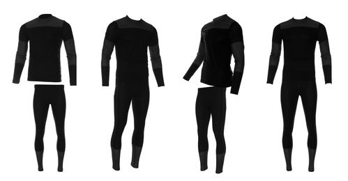 Image of Thermal underwear set on white background. Winter sports clothes