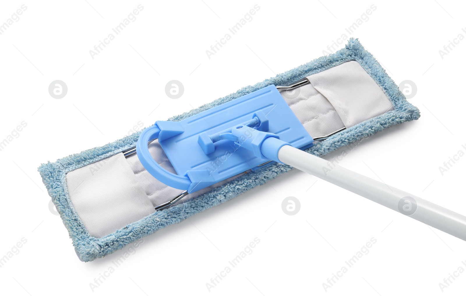 Photo of One flat mop isolated on white. Cleaning tool