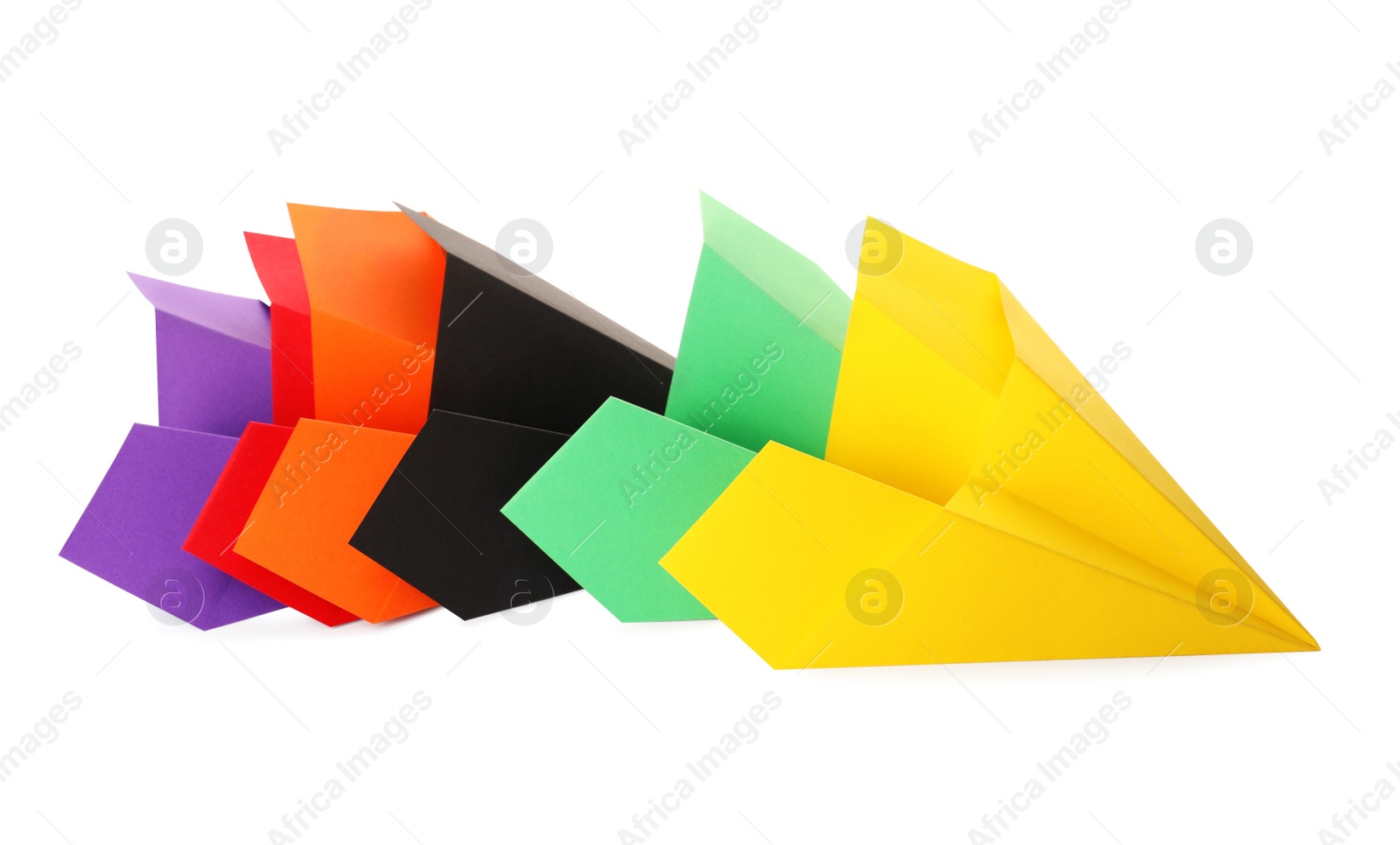 Photo of Handmade colorful paper planes isolated on white