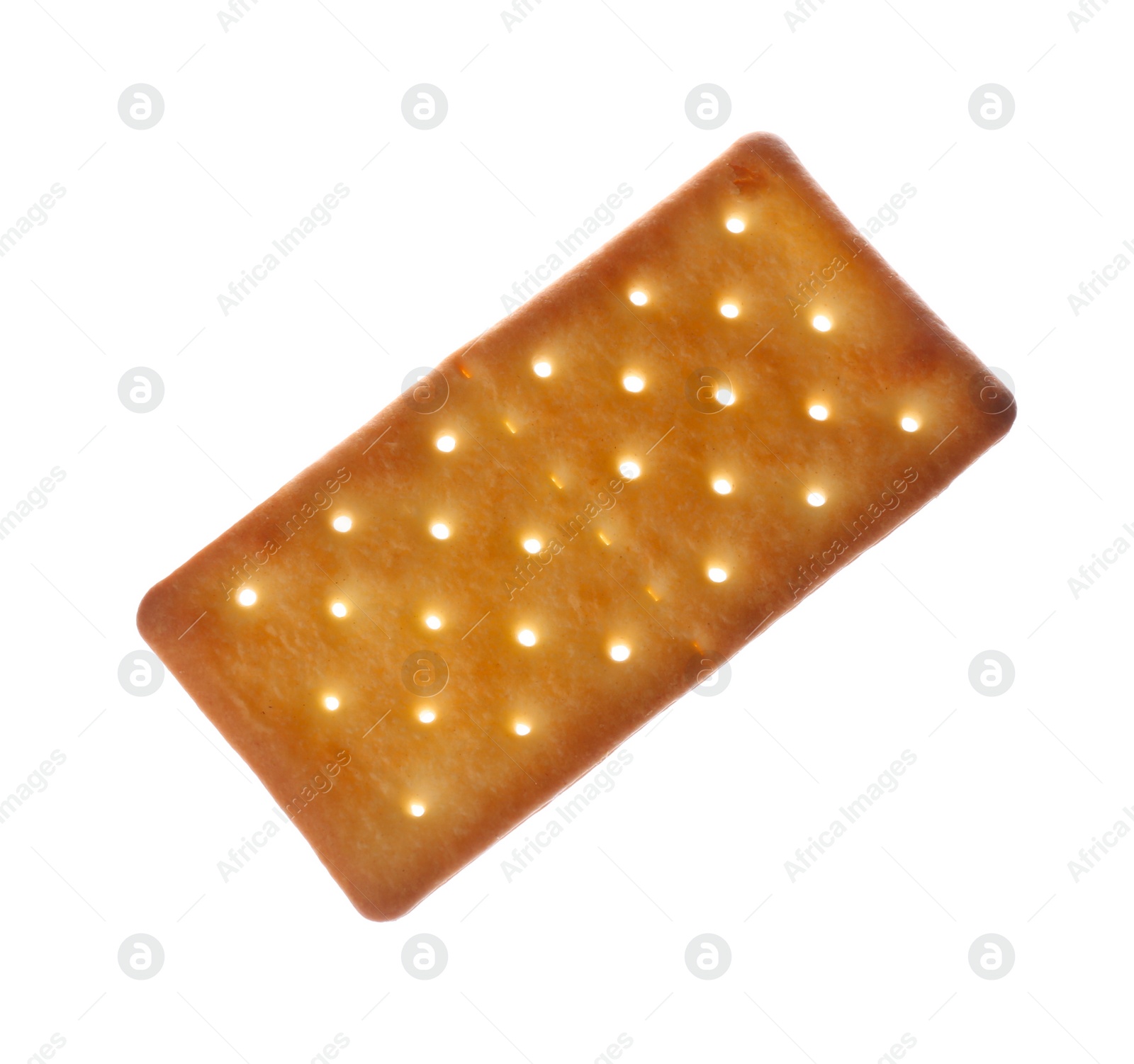 Photo of Crispy cracker isolated on white. Delicious snack