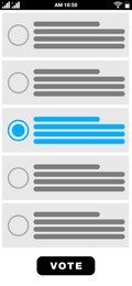 Illustration of Interface of app for electronic voting on smartphone. Illustration