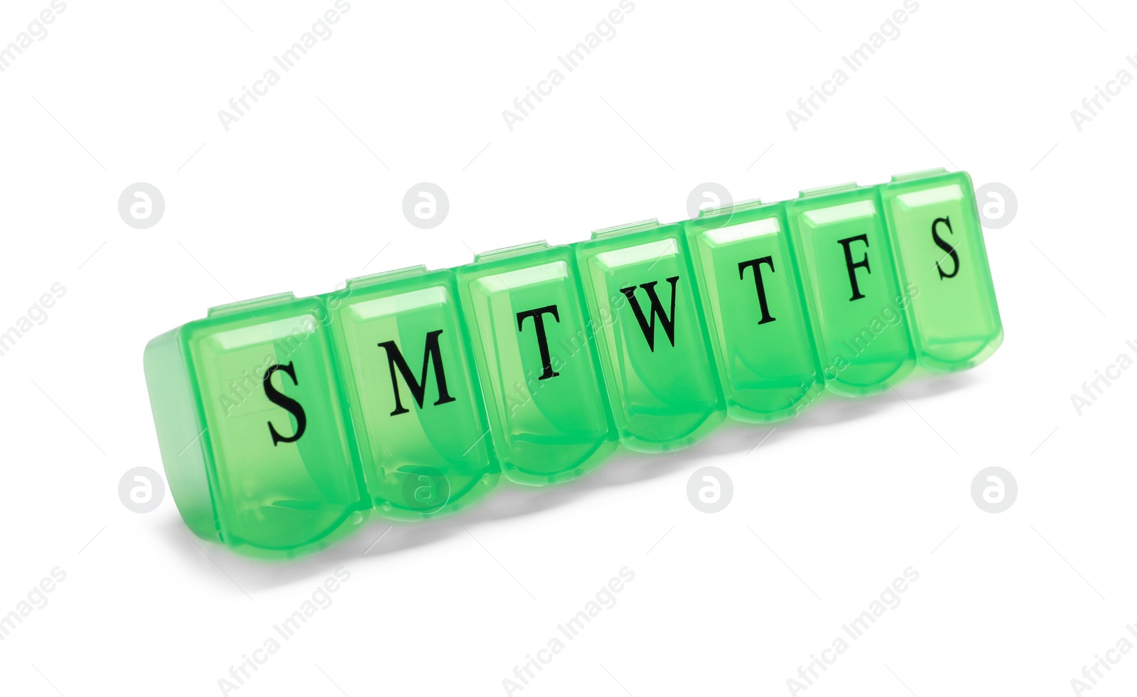 Photo of One empty pill organizer isolated on white