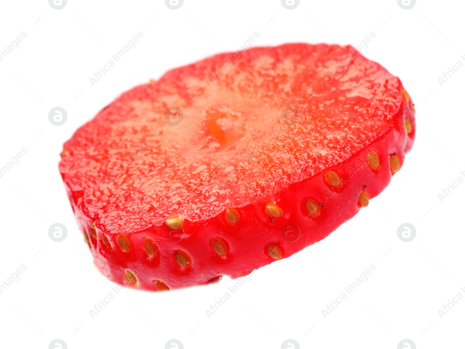 Photo of Piece of delicious ripe strawberry isolated on white