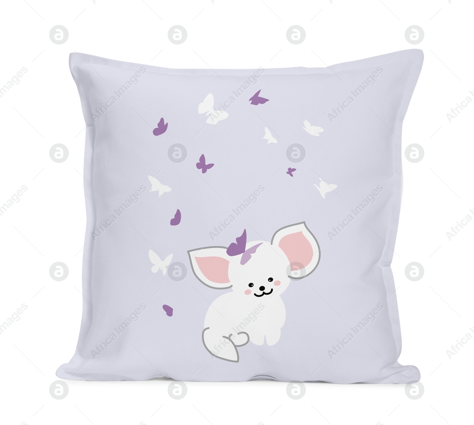 Image of Soft pillow with cute print isolated on white