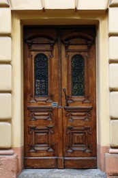 Entrance of house with beautiful wooden door