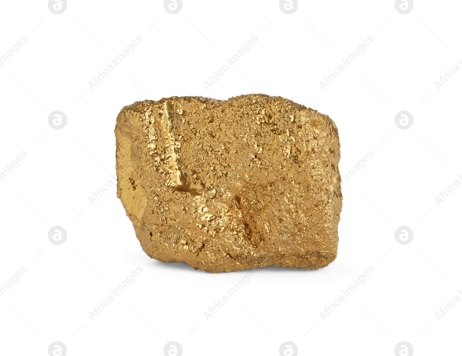 Photo of One beautiful gold nugget on white background