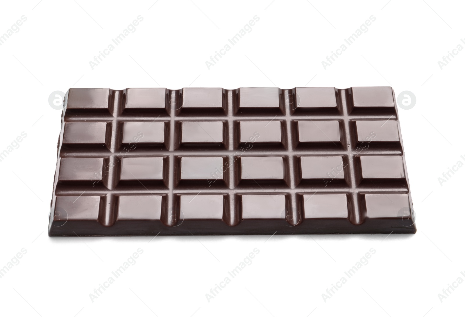 Photo of Tasty dark chocolate bar on white background