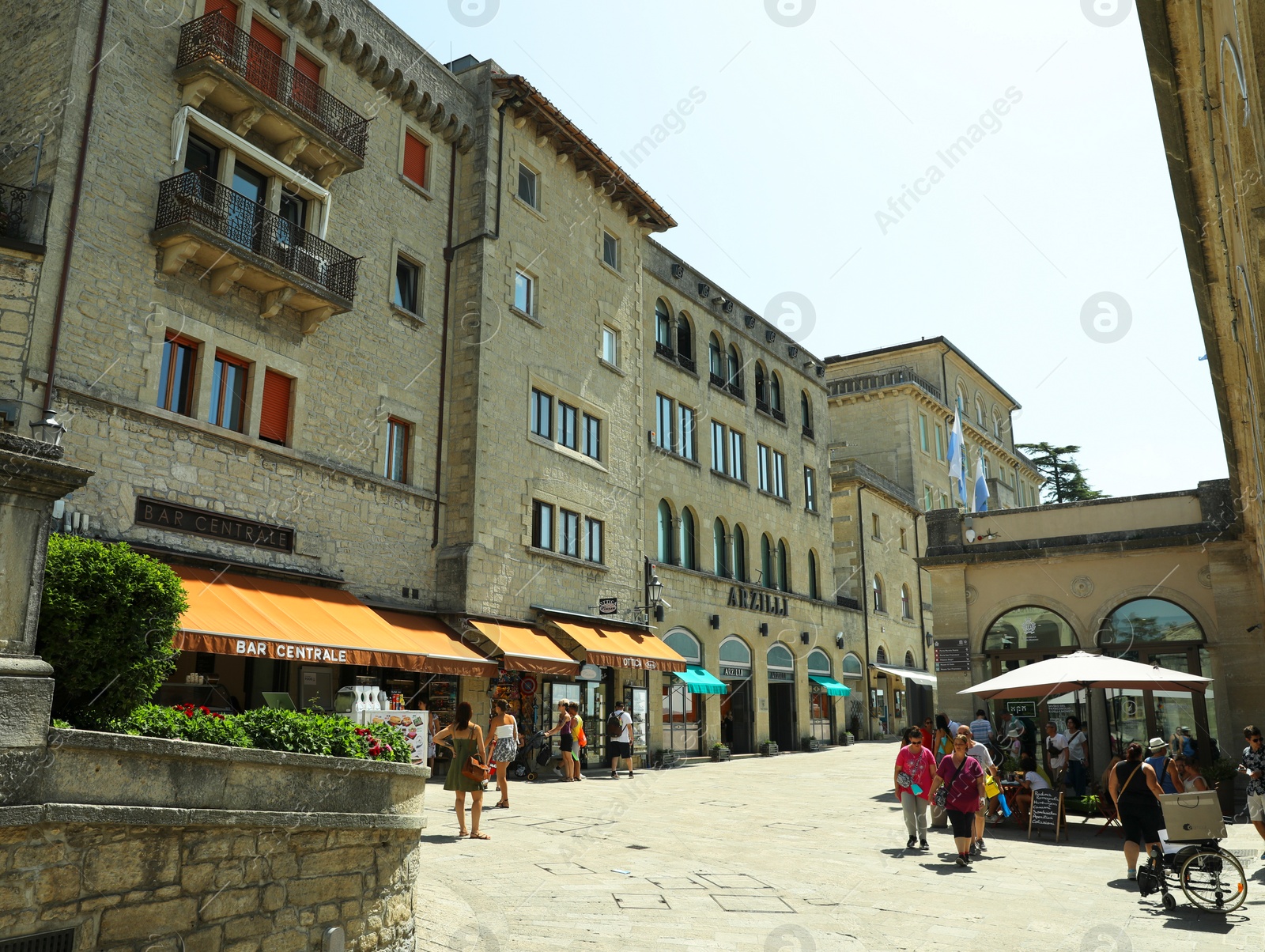 Photo of San Marino, San Marino - August 17, 2022: People walking on Via Donna Felicissima street