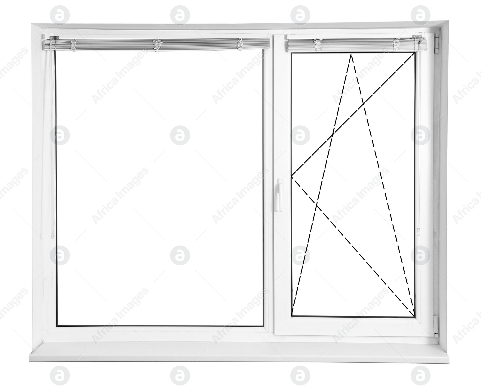 Image of Modern window with opening type lines on white background