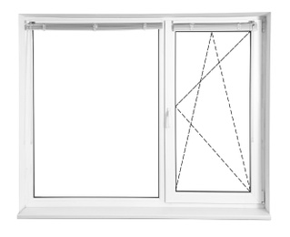 Image of Modern window with opening type lines on white background