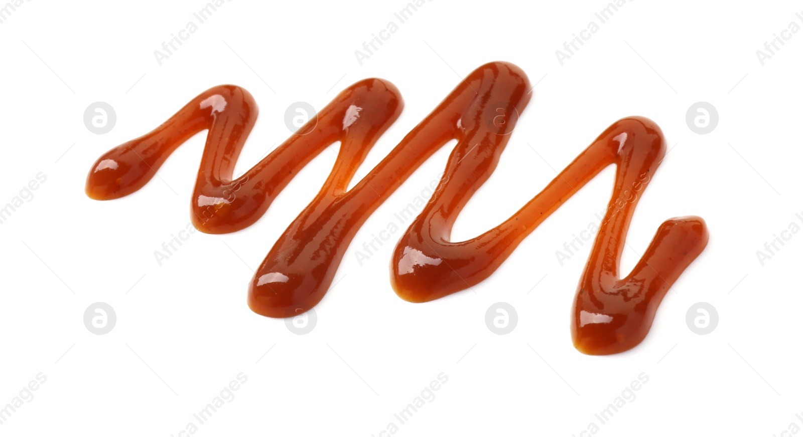 Photo of Sample of tasty barbecue sauce isolated on white