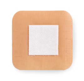 Photo of One medical adhesive bandage isolated on white, top view