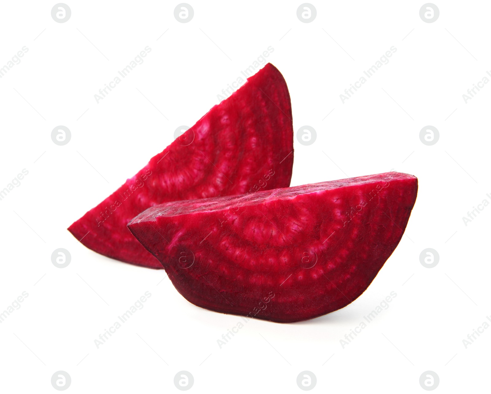 Photo of Cut fresh red beet on white background