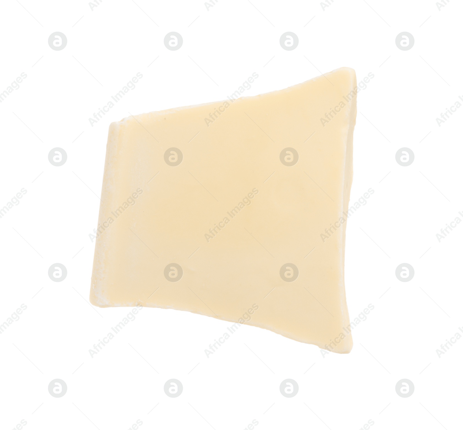 Photo of Piece of tasty chocolate isolated on white, top view