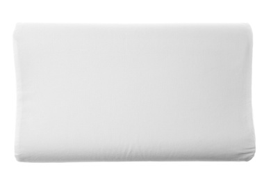 Soft bed pillow on white background