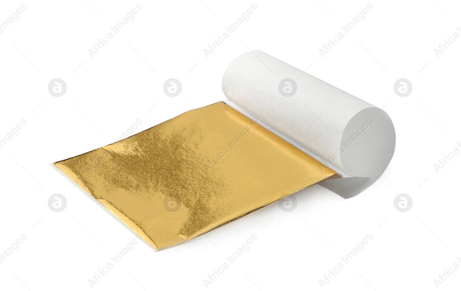 Photo of One edible gold leaf sheet isolated on white