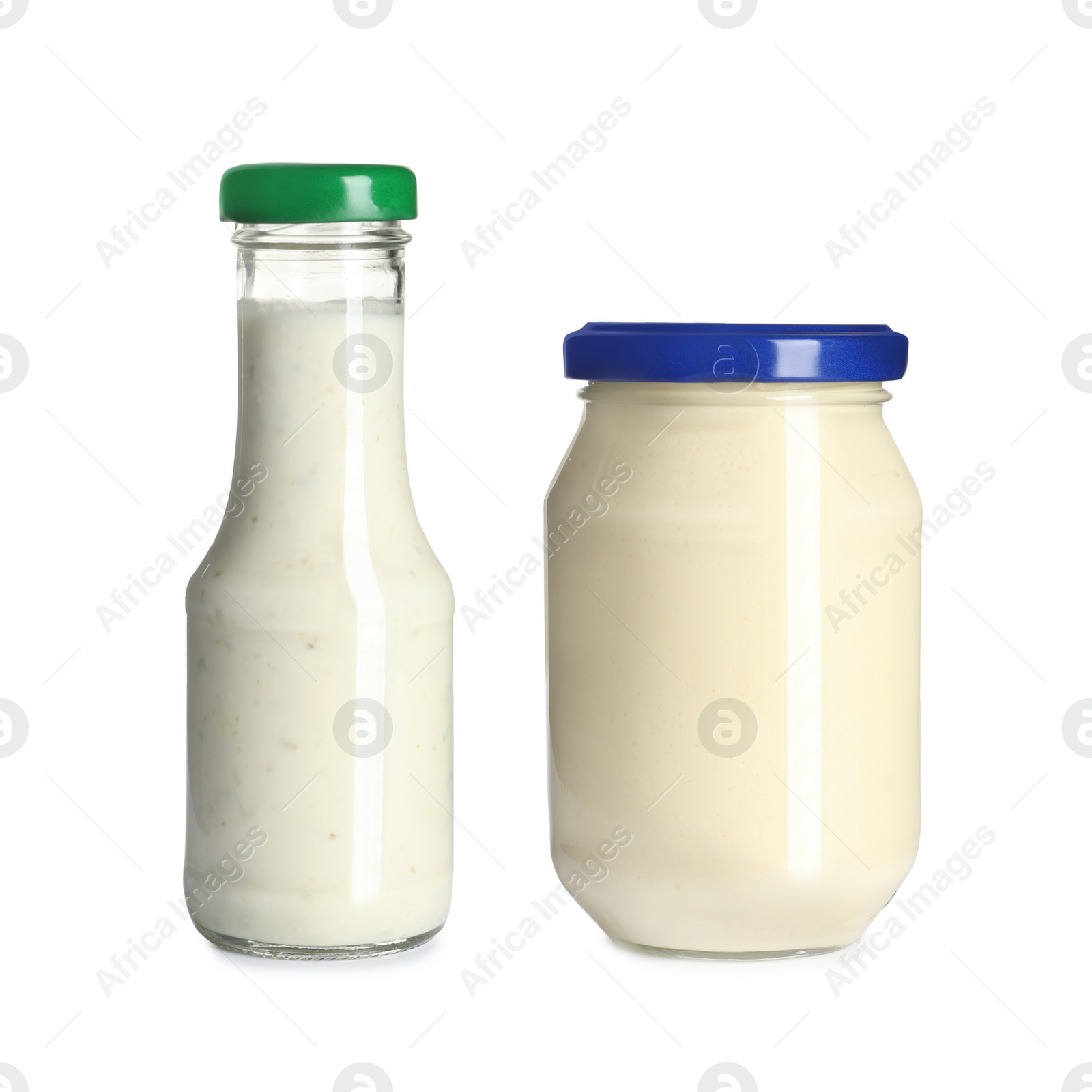 Image of Delicious sauces in glassware on white background