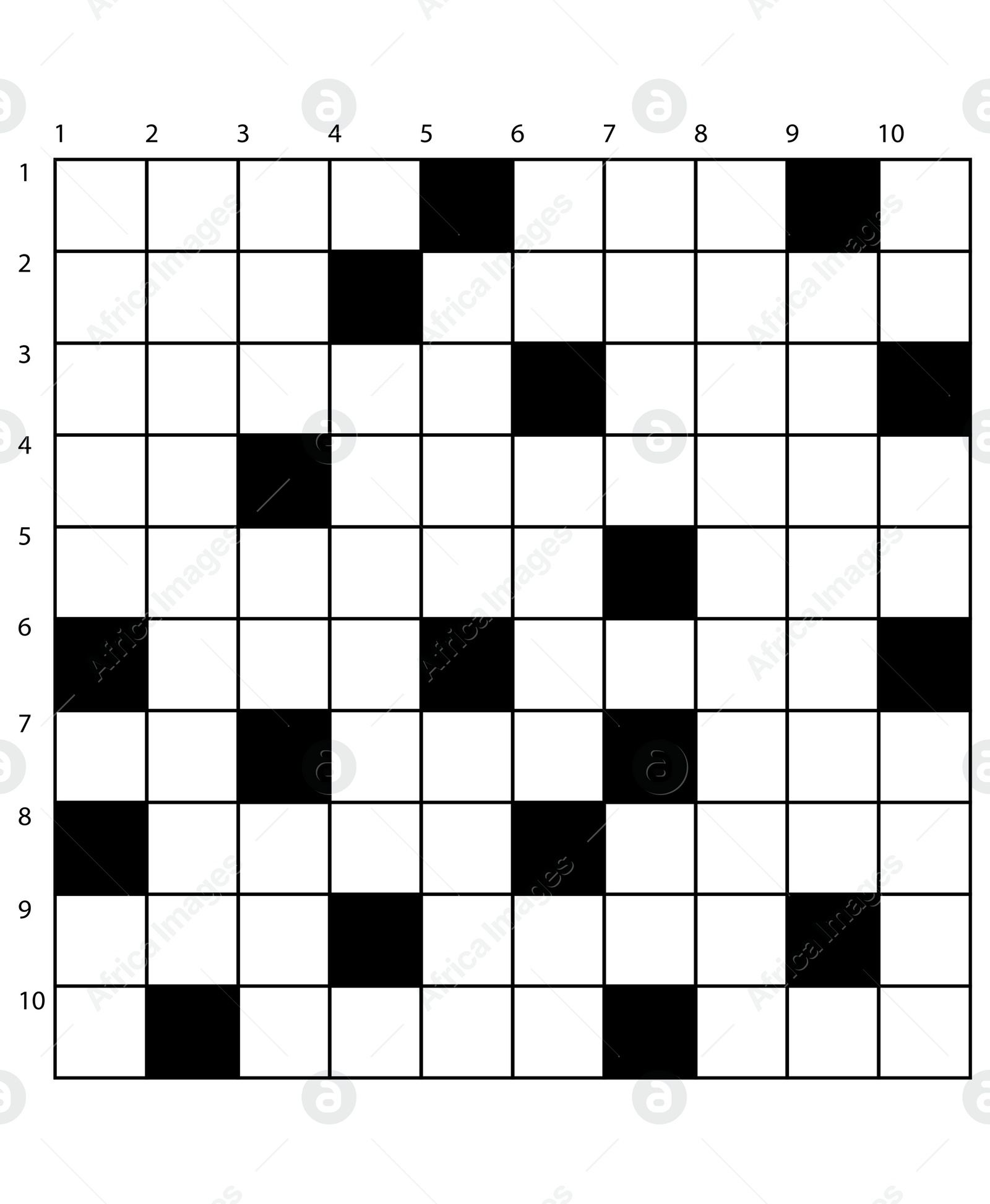 Illustration of  blank crossword on white background