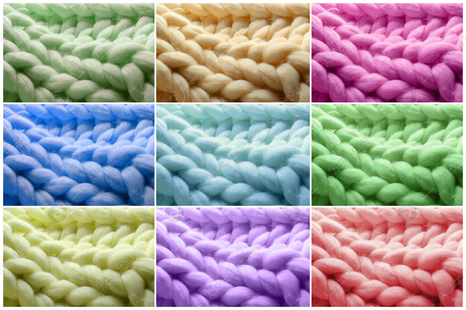 Image of Samples of different wool, collage. Color palette